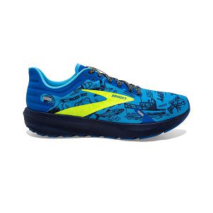 Brooks Launch 9 Womens Road Running Shoes Blue/Yellow/Black | USA-RWO163745